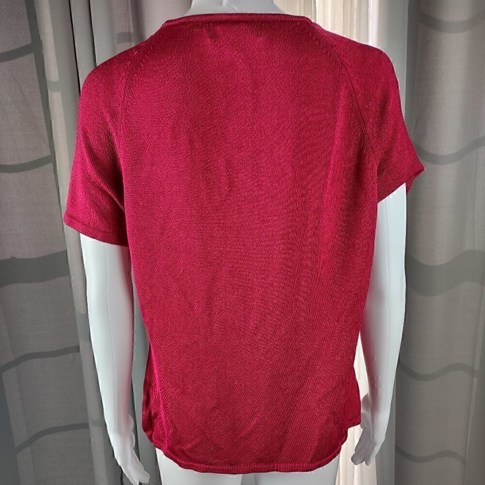 Jones New York Collection Womens Pullover Ruby, Burgundy Short Sleeve Top Size L - Picture 4 of 10